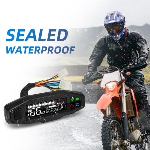 (with sensor) Waterproof Speedometer Motorcycle Universal LED Digital Dashboard Km/h MPH Odometer Meter Motor Gauge 2