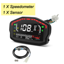 (Gauge with Sensor A) Universal LCD Tachometer Outboard Motorcycle Digital Panel Oil Gauge with Fuel Sensor Moto LED Speedometer