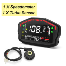 (Gauge with Sensor B) Universal LCD Tachometer Outboard Motorcycle Digital Panel Oil Gauge with Fuel Sensor Moto LED Speedometer