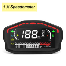(1pcs Gauge) Universal LCD Tachometer Outboard Motorcycle Digital Panel Oil Gauge with Fuel Sensor Moto LED Speedometer