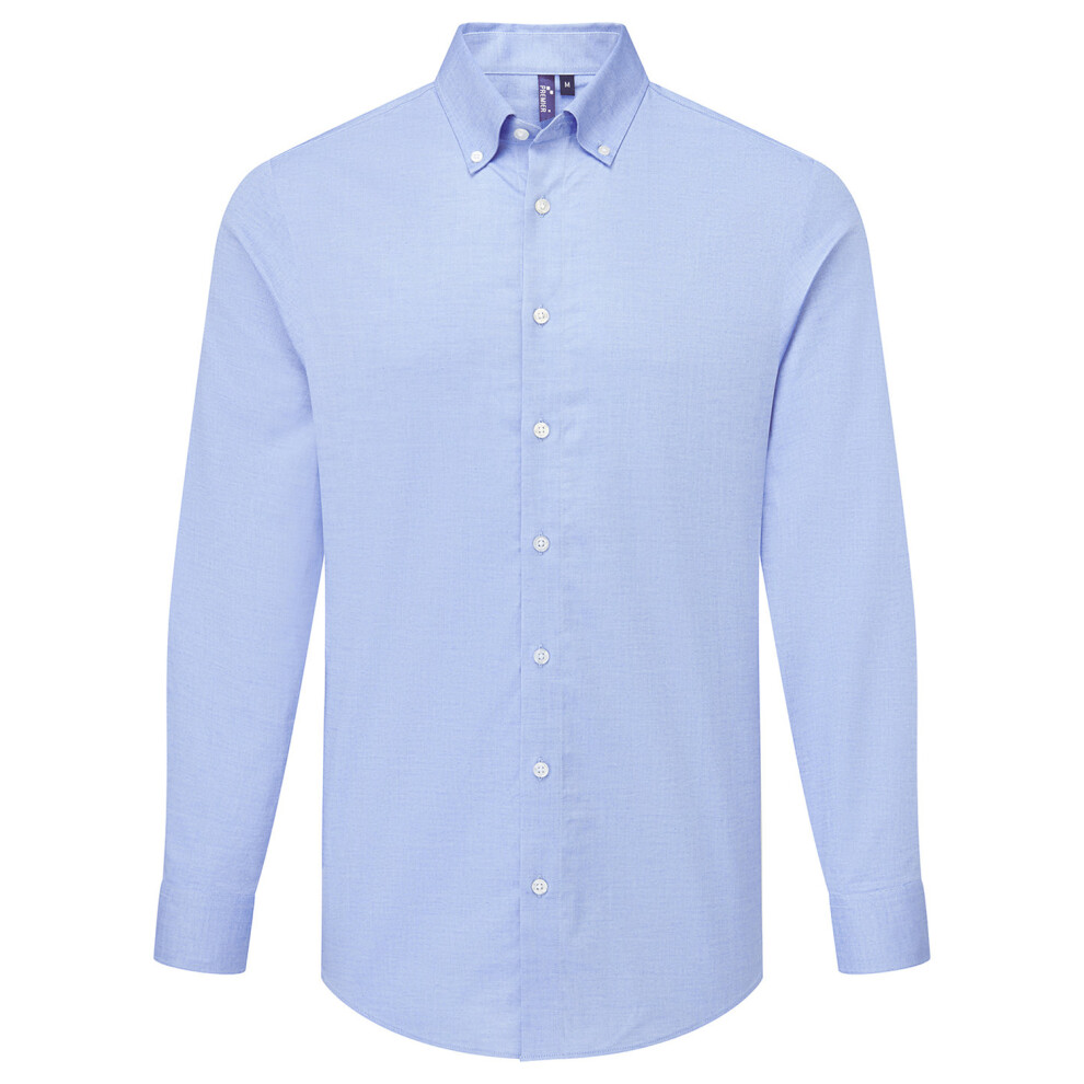 (XS, Blue Oxford) Premier Mens Supreme Oxford Long-Sleeved Formal Shirt