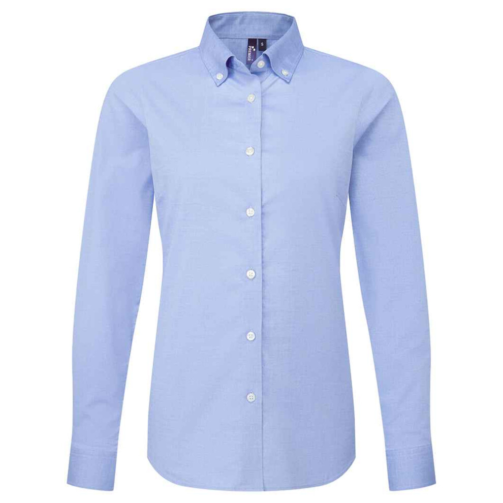 (XXS, Oxford Blue) Premier Womens/Ladies Supreme Oxford Long-Sleeved Formal Shirt