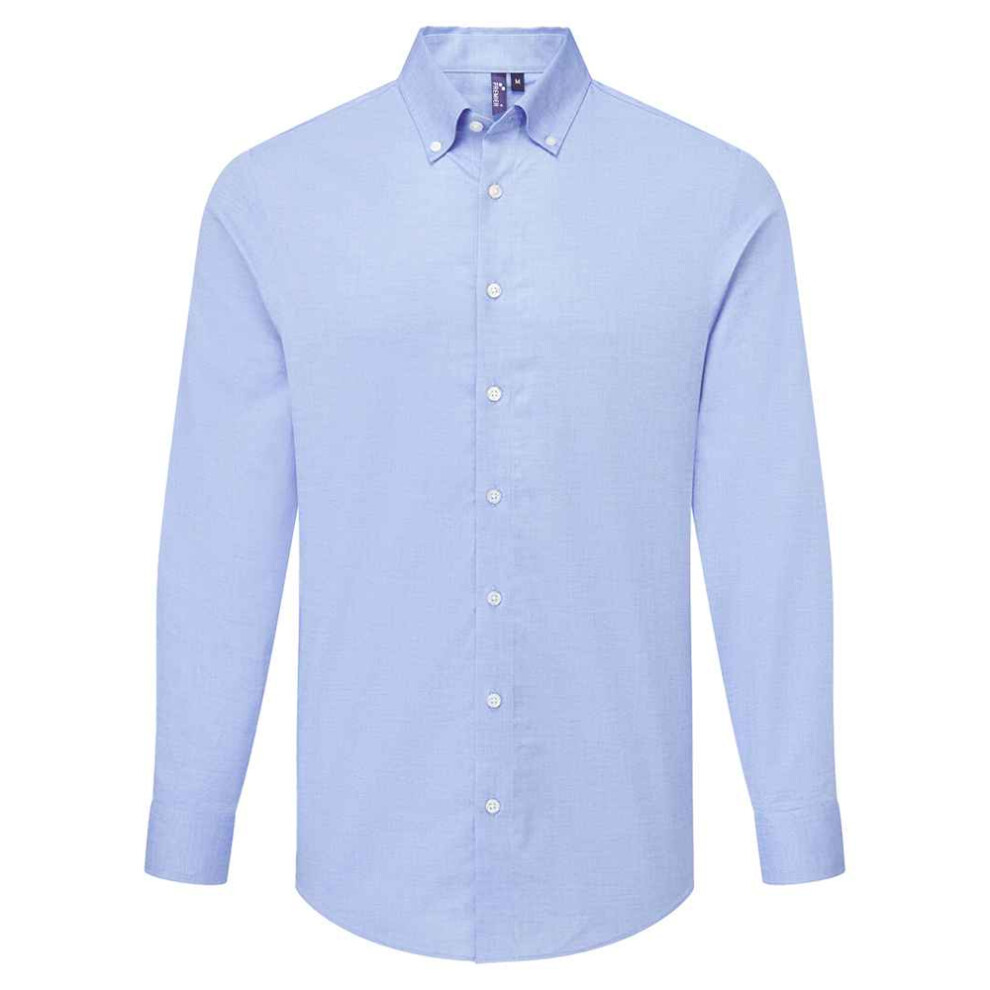 (XS, Oxford Blue) Premier Mens Supreme Oxford Long-Sleeved Formal Shirt