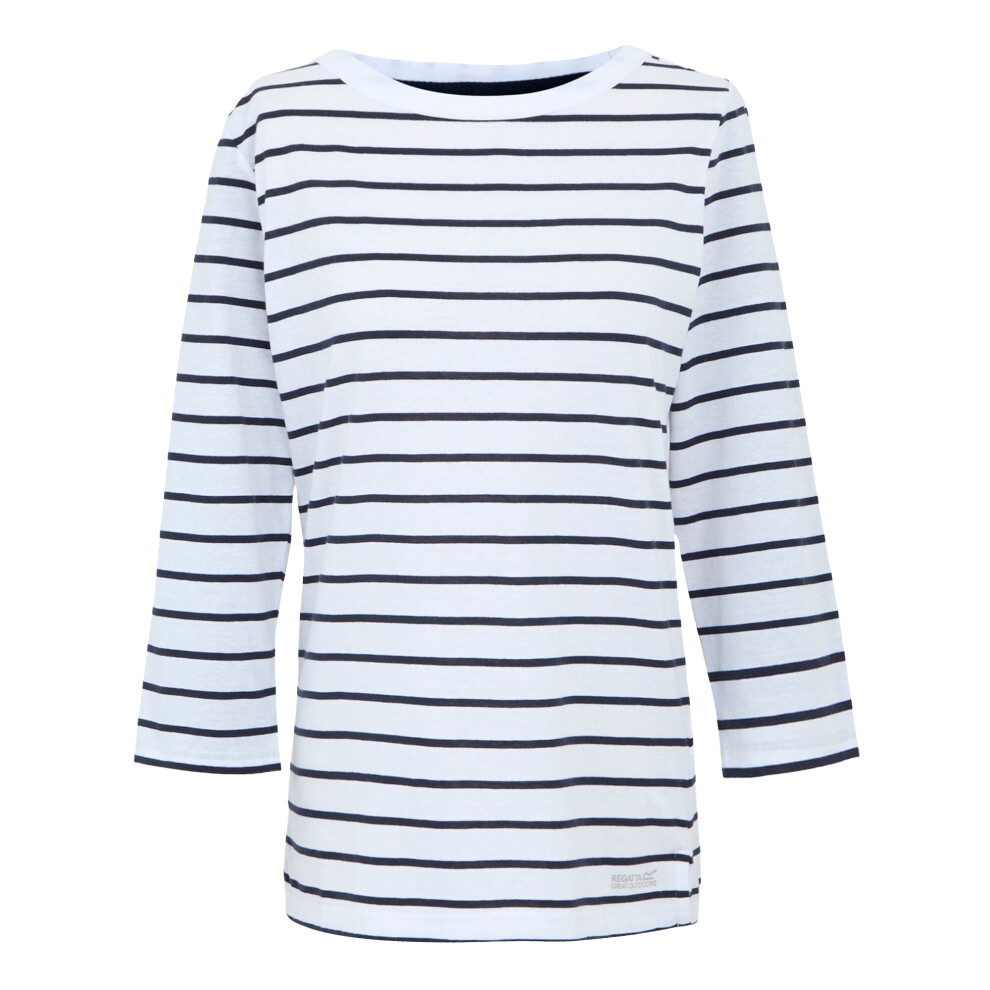 (22 UK, White/Navy) Regatta Womens/Ladies Baylette II Striped T-Shirt