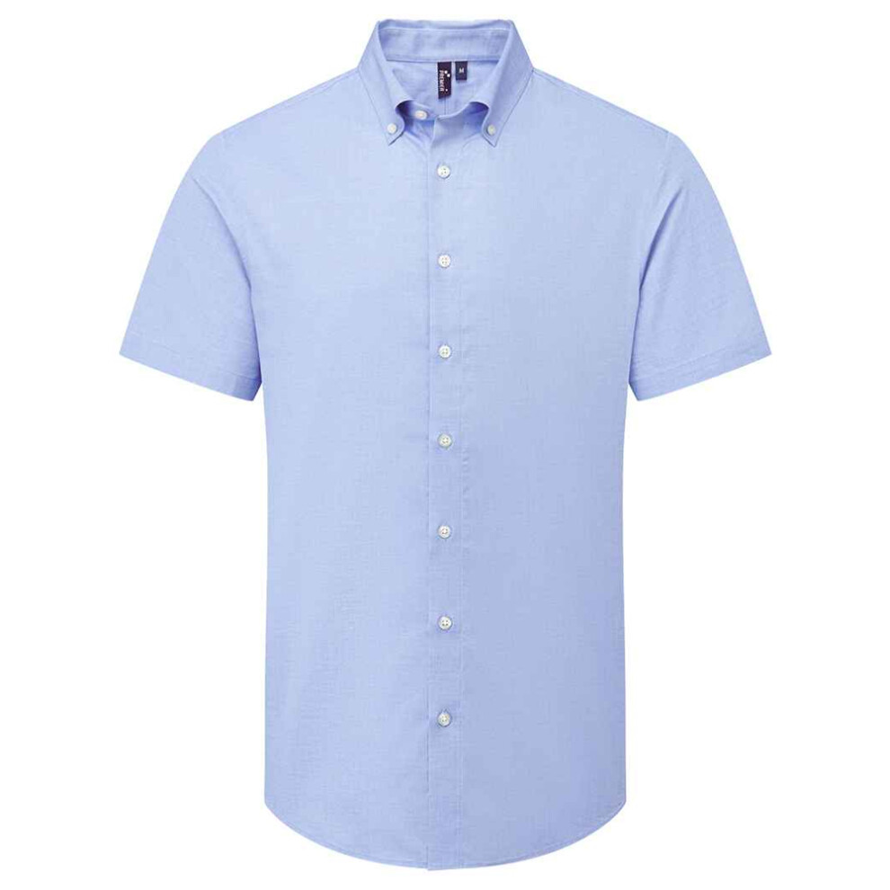 (XS, Oxford Blue) Premier Mens Supreme Oxford Short-Sleeved Formal Shirt