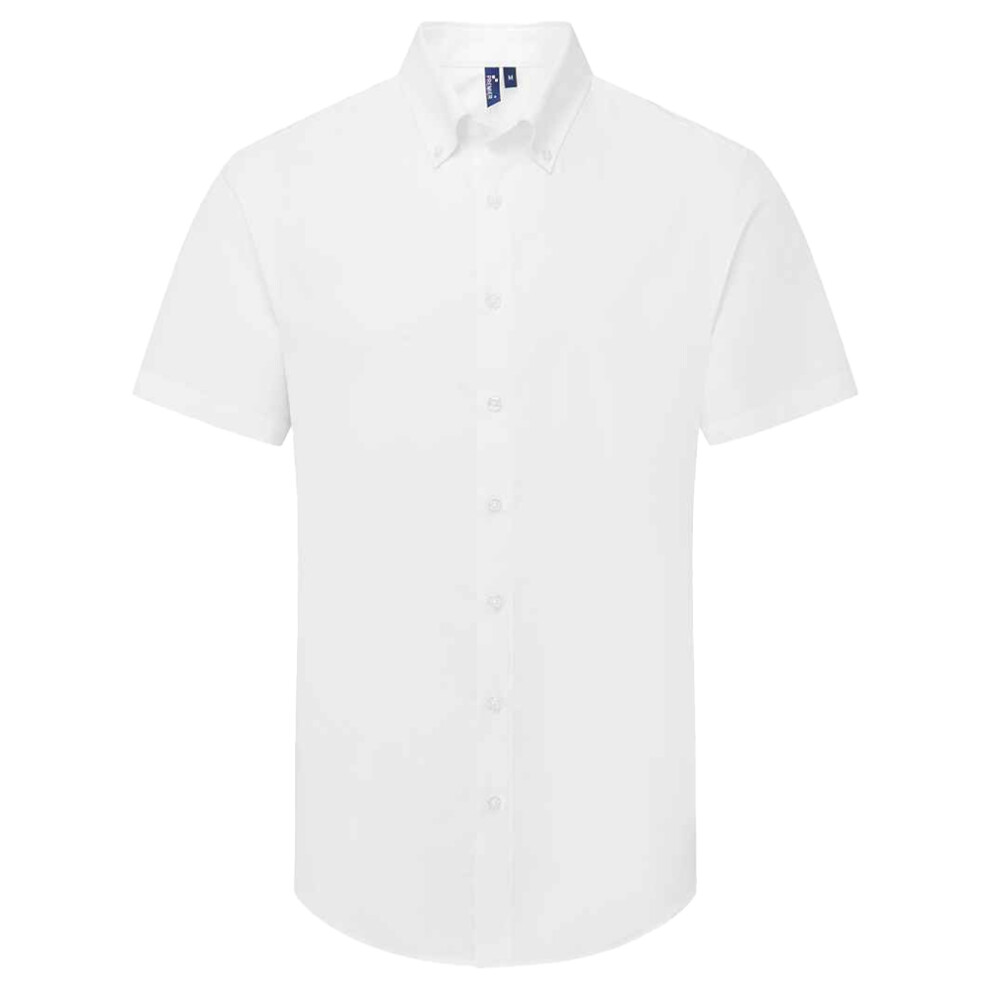 (4XL, White) Premier Mens Supreme Oxford Short-Sleeved Formal Shirt