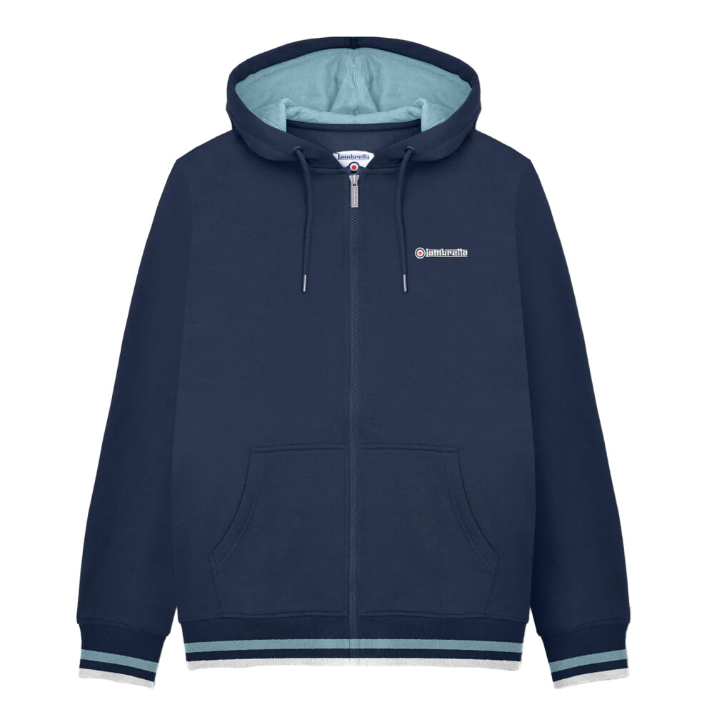 (4XL, Navy/Smoke Blue) Lambretta Mens SS25 Full Zip Hoodie