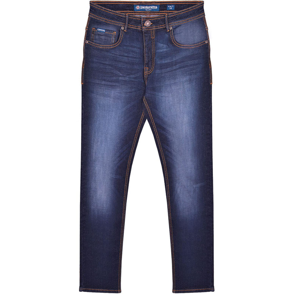 (40S, Dark Blue) Lambretta Mens Stafford Slim Jeans
