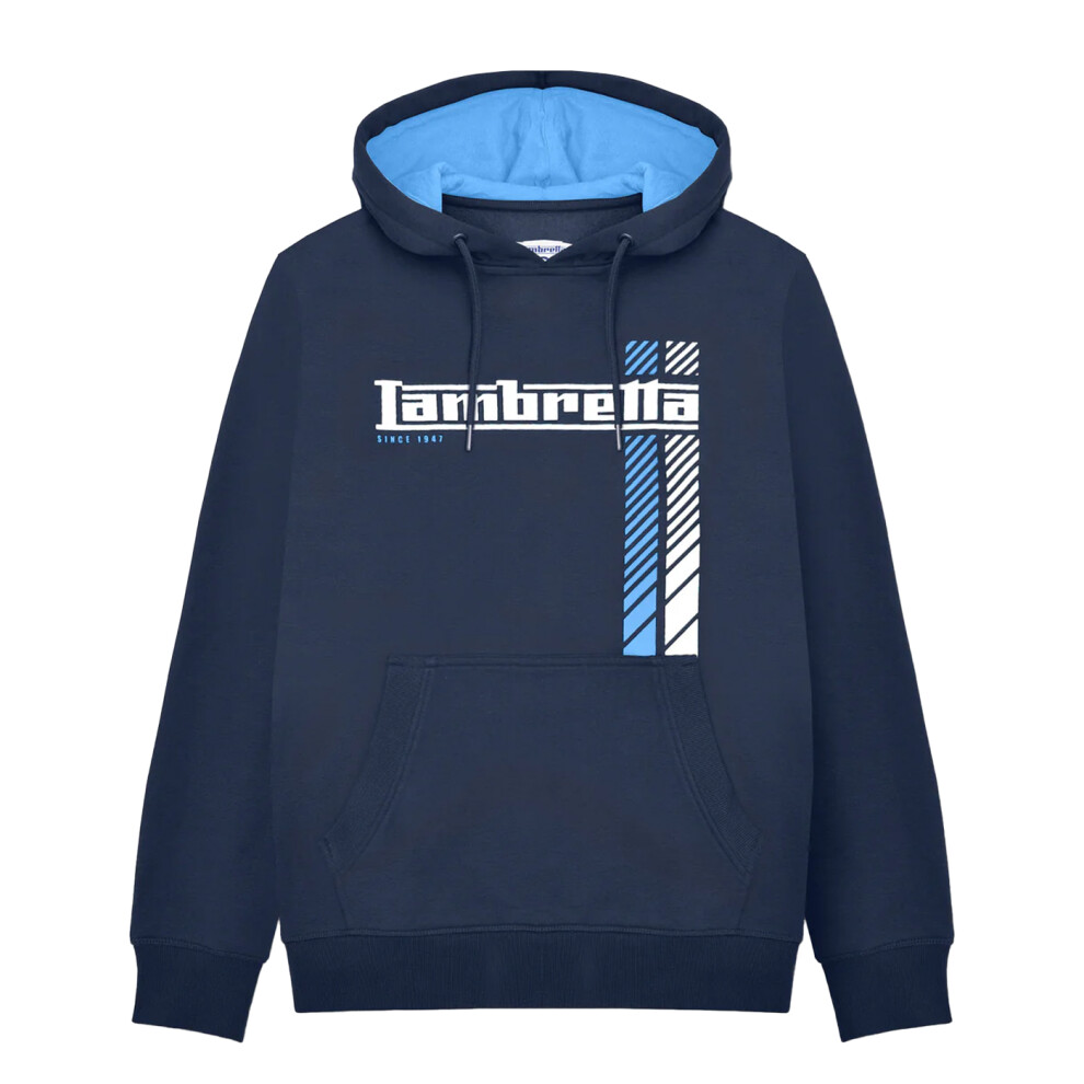 (L, Navy) Lambretta Mens SS25 Racing Stripe Hoodie