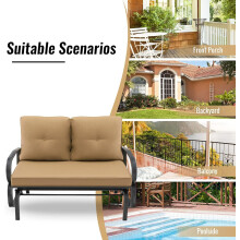 Garden Porch Outdoor Swing Gliding Loveseat with Removable Cushion