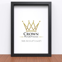 (A3 (29.7 x 41.9cm), Black) Crown Sleek Black White Oak Photo Frame for A3 29.7 x 42 cm (11.69x16.53 Inches) Picture Photo Poster Certificate, Hang on wall in both Land