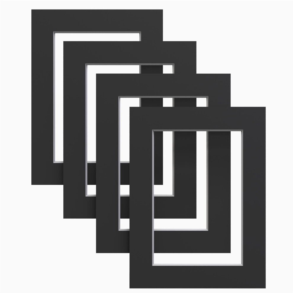 (10x10 for 7x7) Black Matt Mount Pack of 4 mounts for Picture Photo Frames Large Square all Sizes-image-OPC-PGJR8W9-NEW