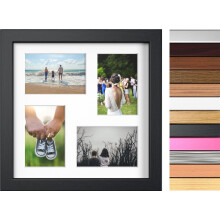 (Silver) MODERN MULTI PICTURE photo frame for 4 images of 6"x4" with quality white mount
