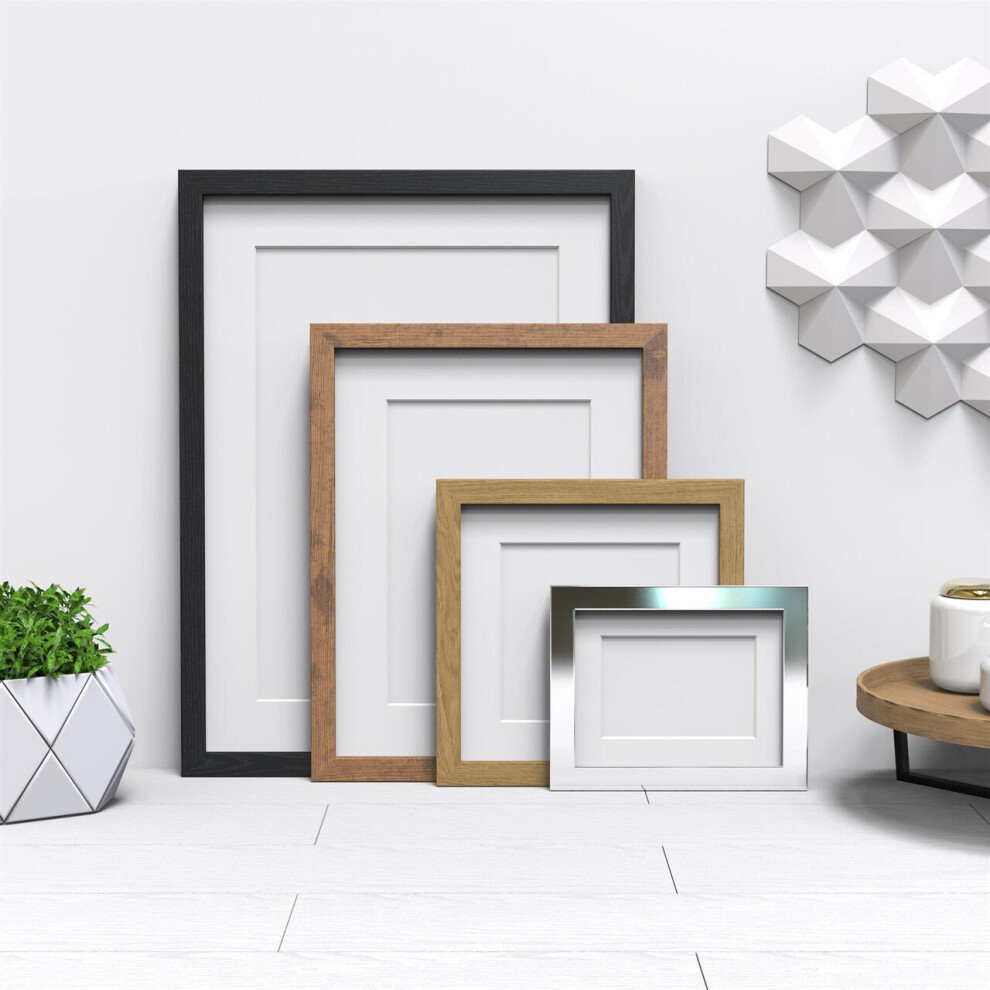 (A3 Frame for A4 Picture, Black) Sleek Range Photo Picture Poster Frames with White Mount by FramesPlus 13 Colors Large Square Small all sizes Hang or stand in both Landscap