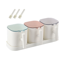 3PC Glass Sugar Bowls with Spoons