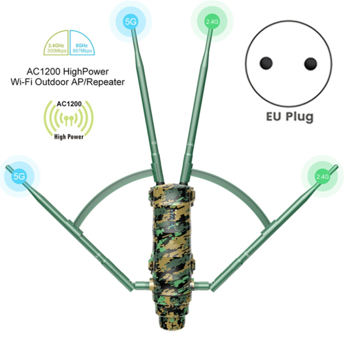 AC1200 Long Range High Power WiFi Extender Outdoor Router EU Plug 1
