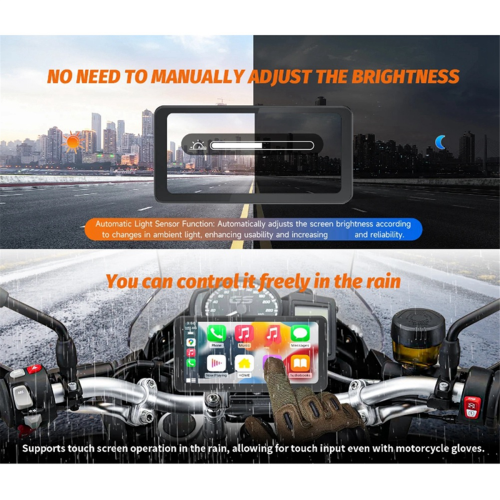 Οθόνη αφής 6,25 ιντσών Mototorcycle Wireless for Carplay GPS Navigator 1