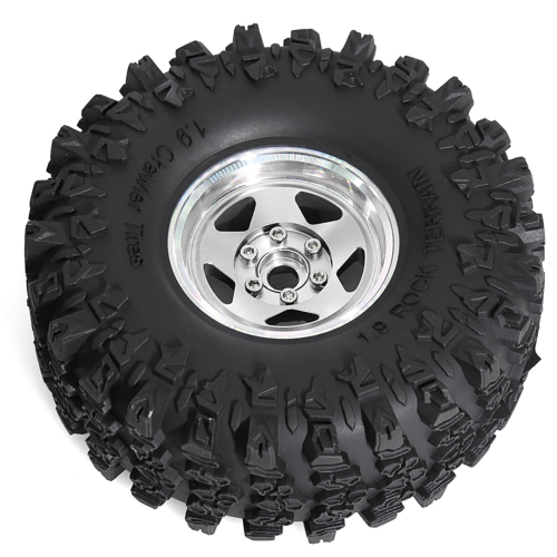 4 Rodas de metal de 1,9 polegadas com pneus de 118 mm de diâmetro externo para Axial Black 2