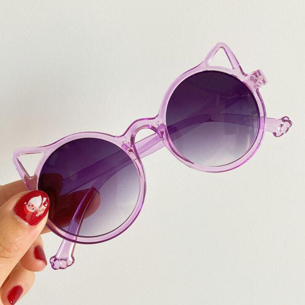 (purple) New Children's Sunglasses Fashion Cat Ears Sunglasses New Sunglasses Children's Glasses non-polarized fashion accessory