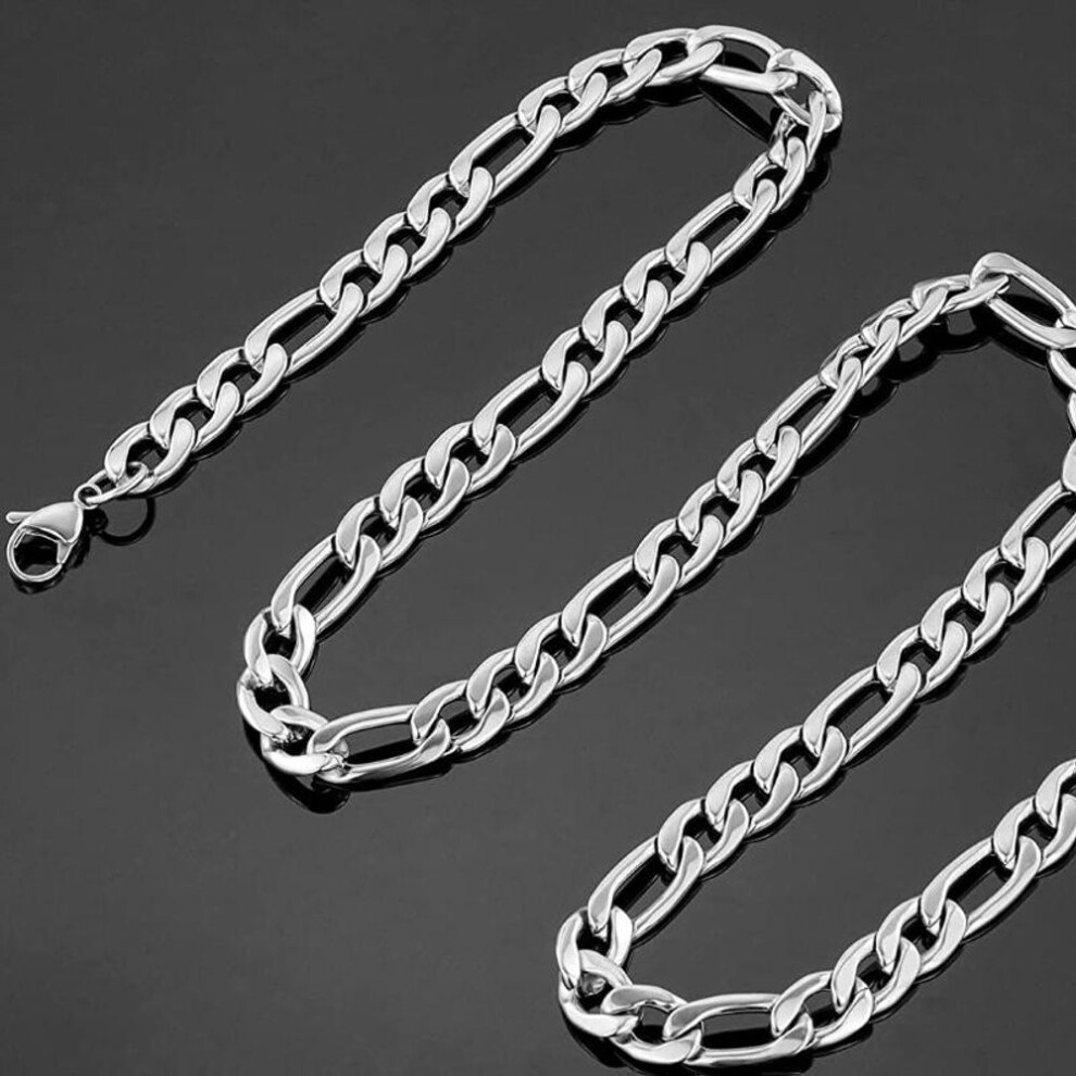 (3mm by 55cm) 18 Inches To 24 Inches Figaro Chain Necklace 3mm To 11mm Stainless Steel Figaro Link Chain For Men Women