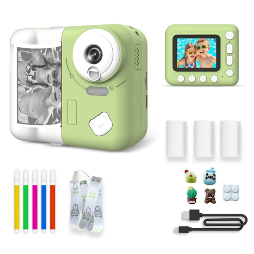 Câmera de impressão instantânea infantil 1080p HD câmera digital verde 1