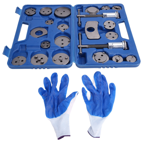 Brake Caliper Compression Tool Set Thrust Bolt Disc Adapters + Gloves 2