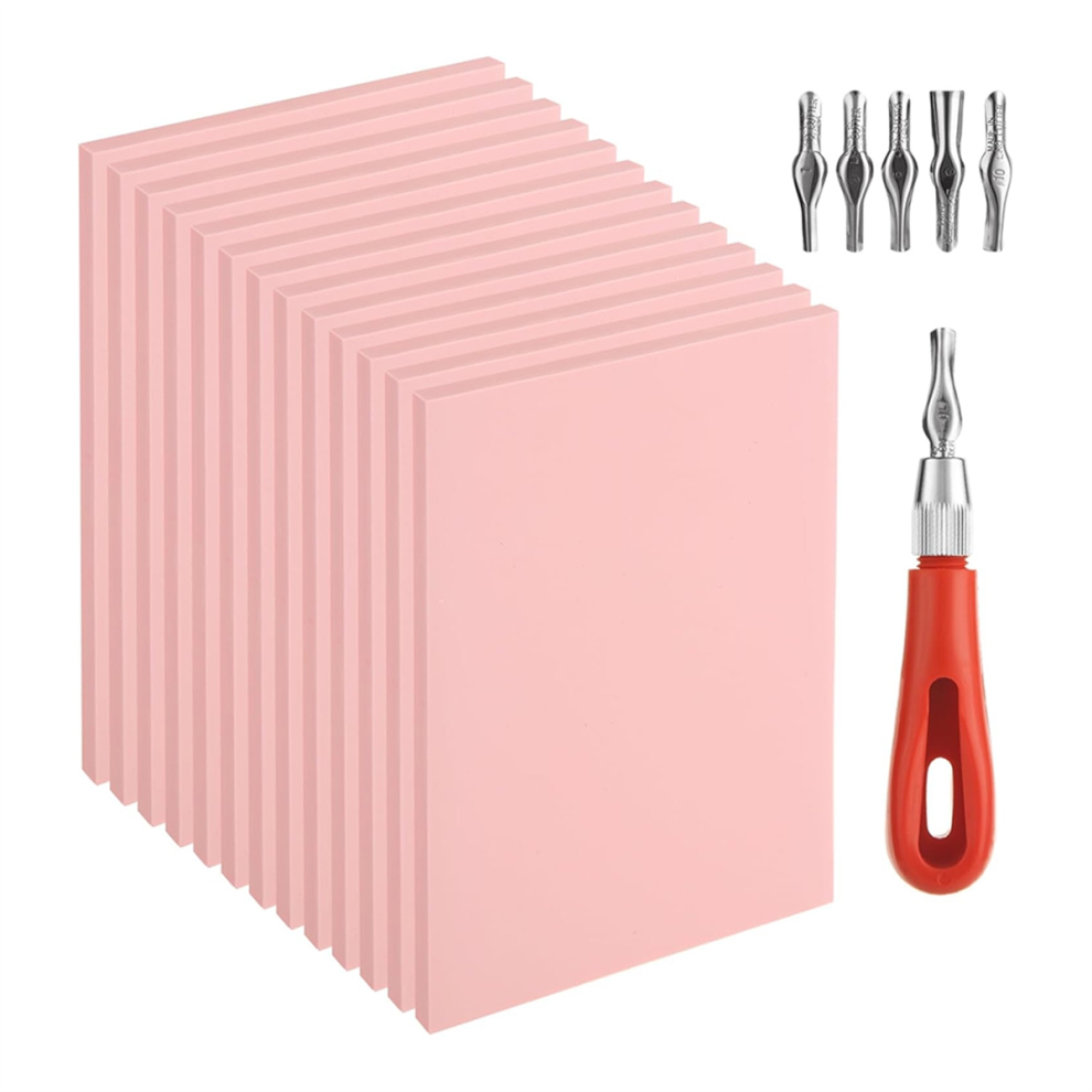 14PCS Rubber Stamp Carving Kit with Linoleum Block Carving Tools
