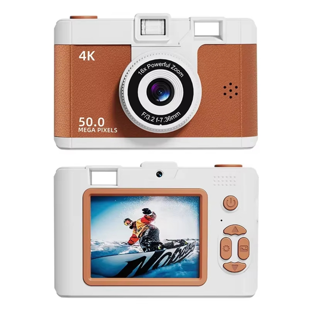 4K Digital Camera Retro Dual Lens CCD Instant Thermal Camer Brown-image-OPC-PGJRXZ2-NEW