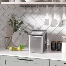 HOMCOM Portable Countertop Ice Maker - 12kg/Day Bullet Ice, Self-Cleaning, Visible Window, 3 LED Indicators, 2L Water Tank, Black