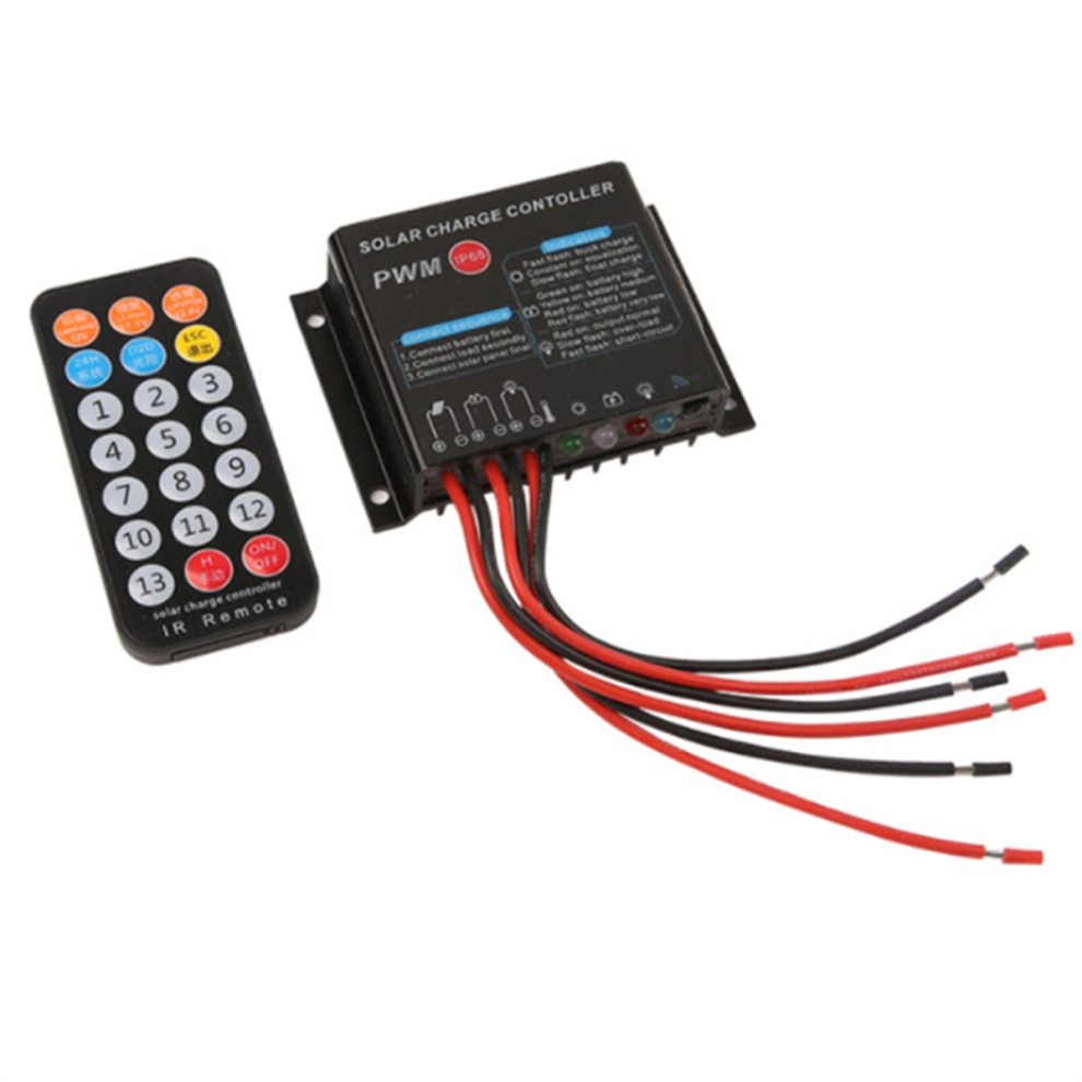 12V 24V 10A Solar Charge Controller, Li-Ion, Lead Acid, Ir Remote 4853741898292