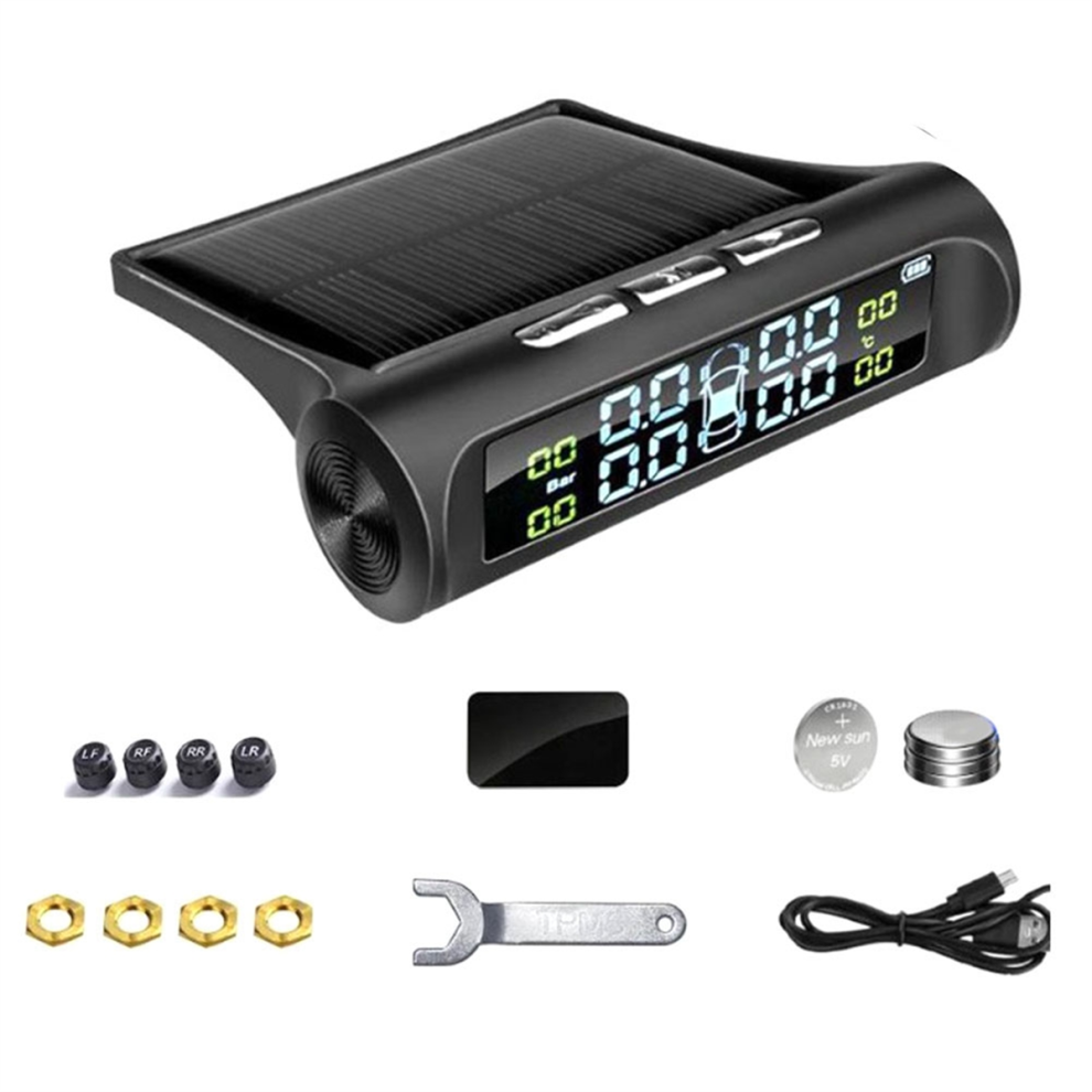 1Set Solar Power Tpms Tire Pressure Alarm Monitor System 4853741805795