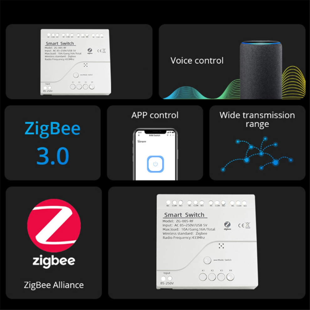 Tuya Zigbee 4 Ch Smart Switch Sensor Passive Dry Contact Ac85-250V 4853741811635