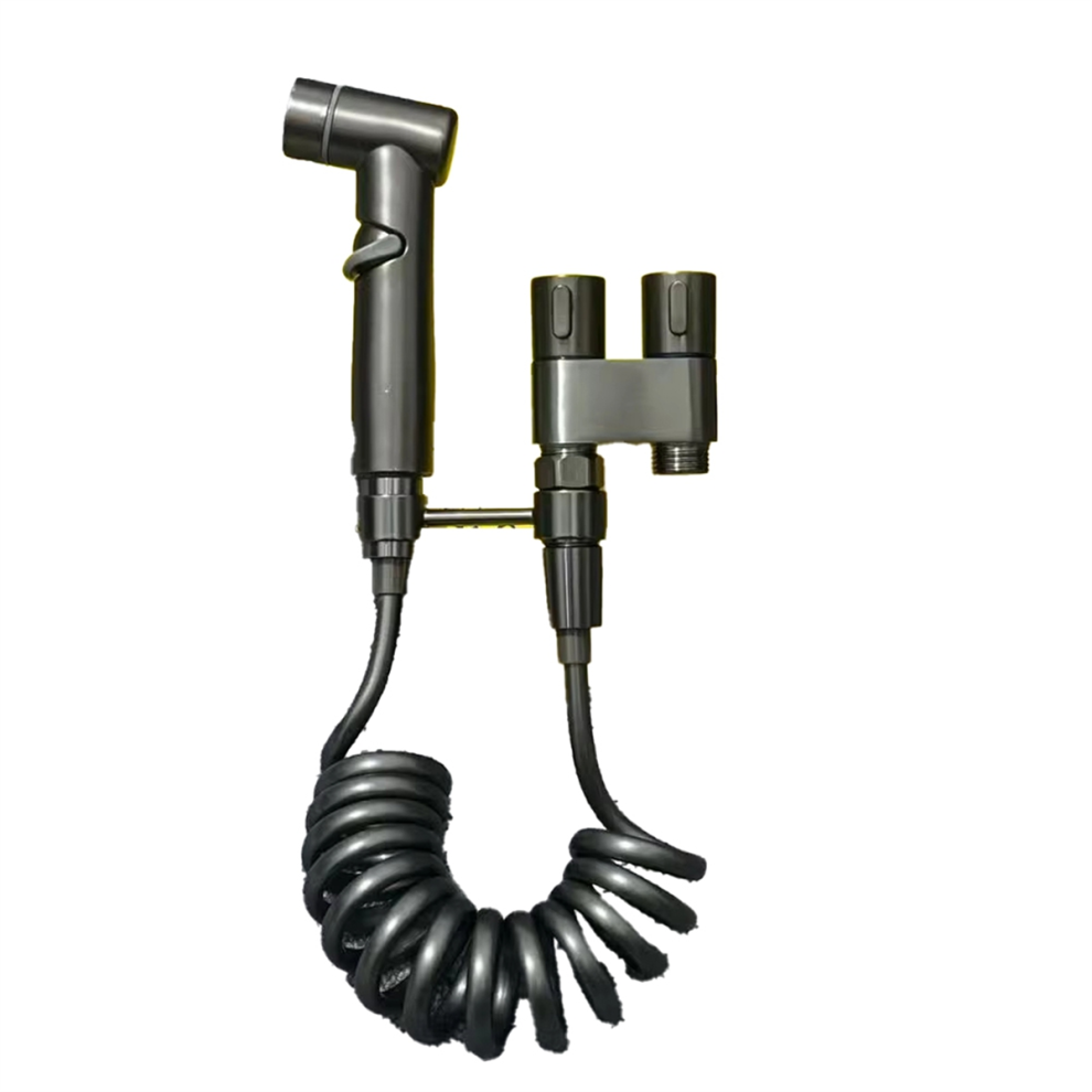 Bidet Portatile Per Wc In Acciaio Inox Con Doppia Valvola Angolare Grigio