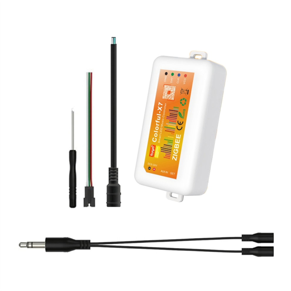 RGB LED Strip Light Controller DC5V-24V Tuya Zigbee Music Controller-image-OPC-PGJS5M7-NEW