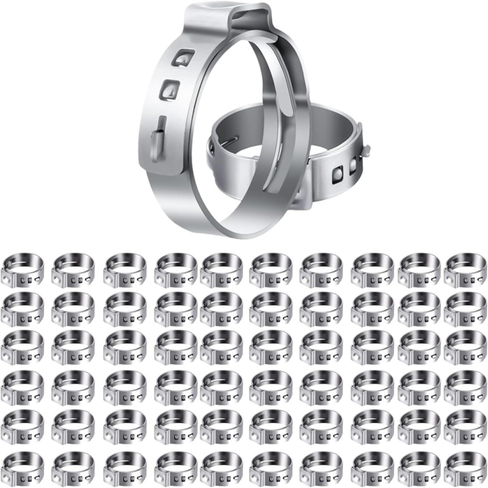 60Pcs 1 Inch Pex Clamps, Stainless Steel Single Ear Hose Clamps 4853741823270