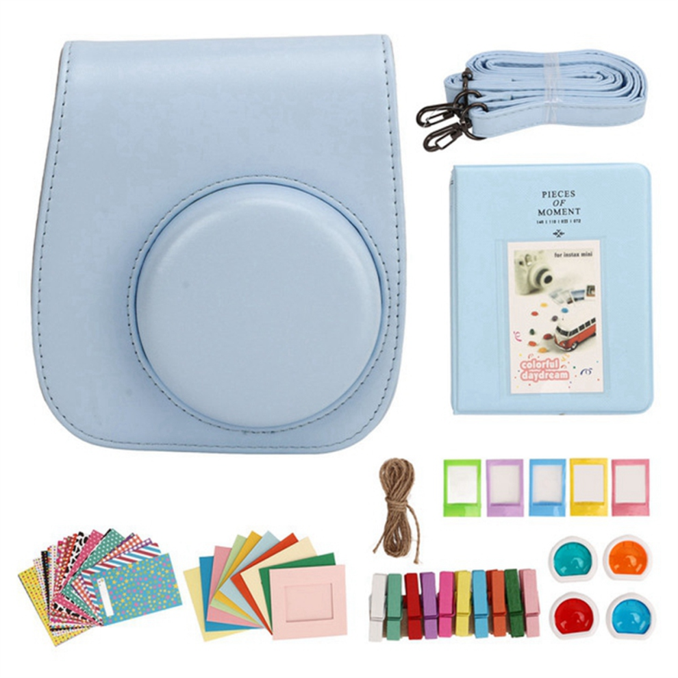 Étui de protection en PU bleu pour appareil photo instantané