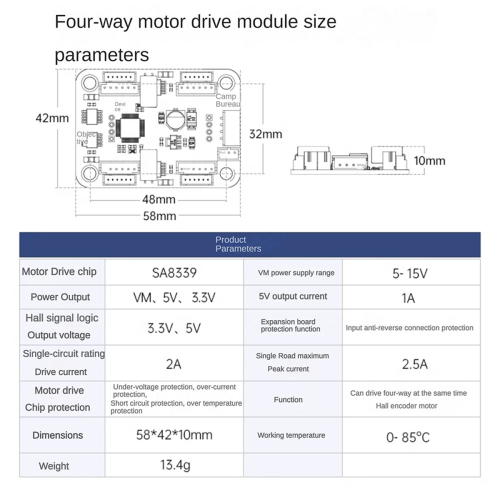 4 Way Encoded Motor Drive Module Onboard Voltage Stabilizing Circuit 2