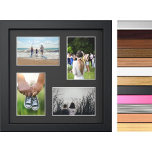 (Mahogany) MODERN MULTI PICTURE photo frame for 4 images of 6"x4" with quality black mount