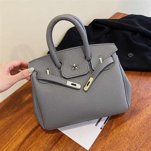 Litchi Pattern Lock Platinum Bag