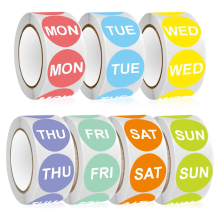 7 Day of the Week Sticker,1 inch Round Day Dot Food Rotation Labels