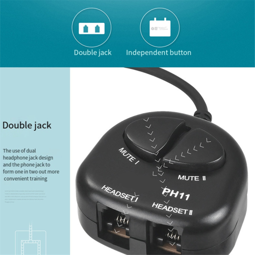 TWO Mute Switch Training Adapter Dual RJ9 Sockets to RJ9 Headset 1