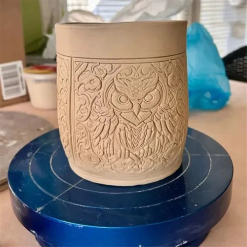 Clay Tile Roller 3D Printed Clay Texture Rollers Flower Bird Pattern 1
