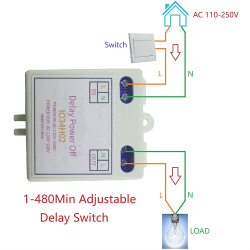 AC 120V 220V Tijdvertraging Relais Inschakelvertraging Uitschakelaar Controller 2