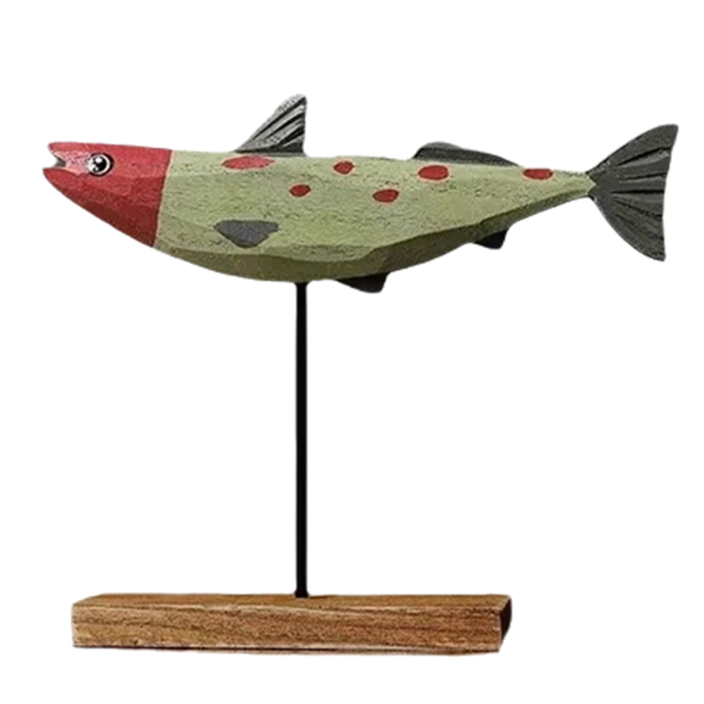 Statue de poisson en bois, décoration nordique pour la maison, sculpture de poisson, ornements C