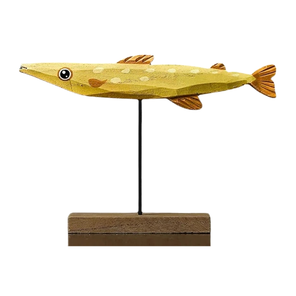 Statue de poisson en bois, décoration nordique pour la maison, sculpture de poisson, ornements B