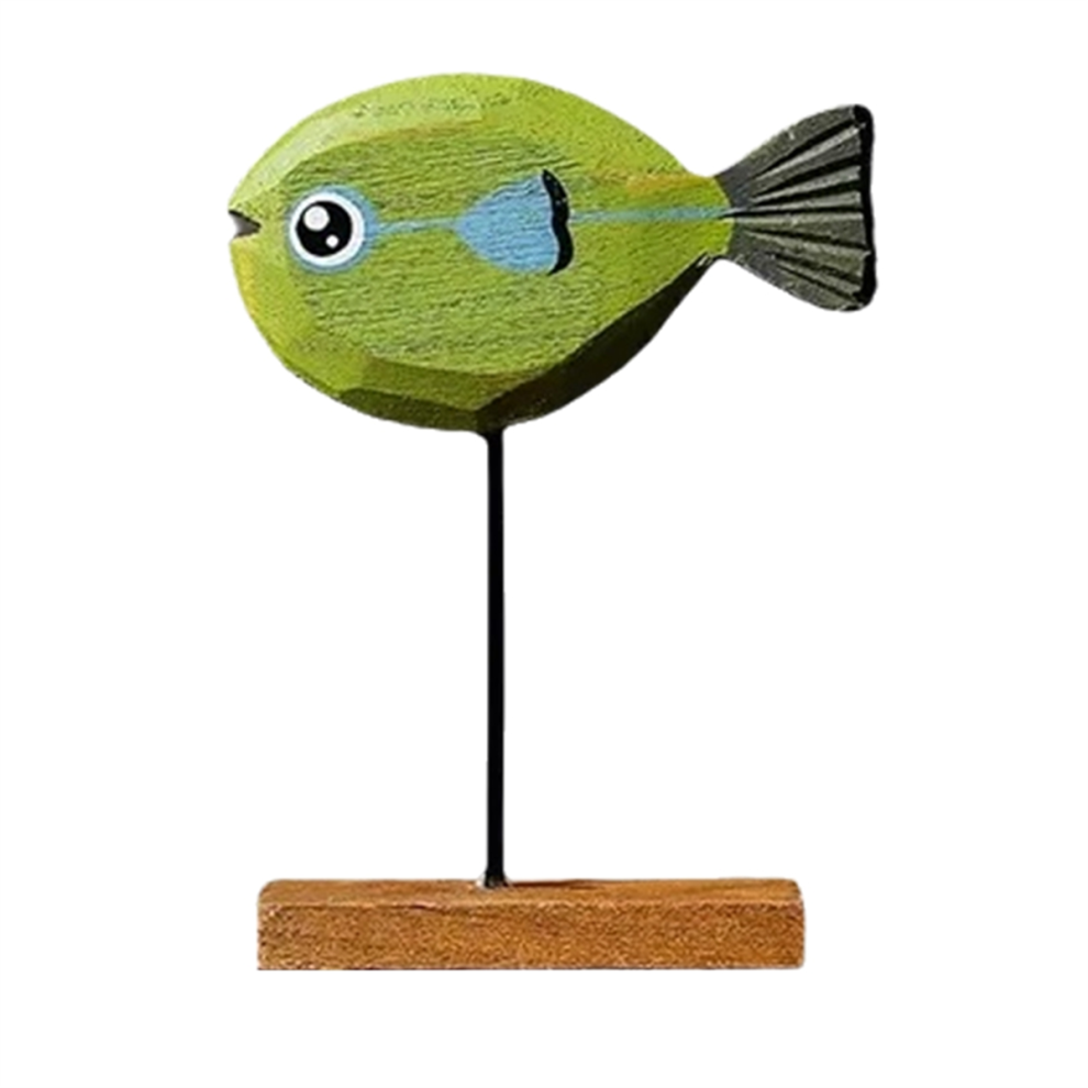 Statue de poisson en bois, décoration nordique pour la maison, sculpture de poisson, ornements E