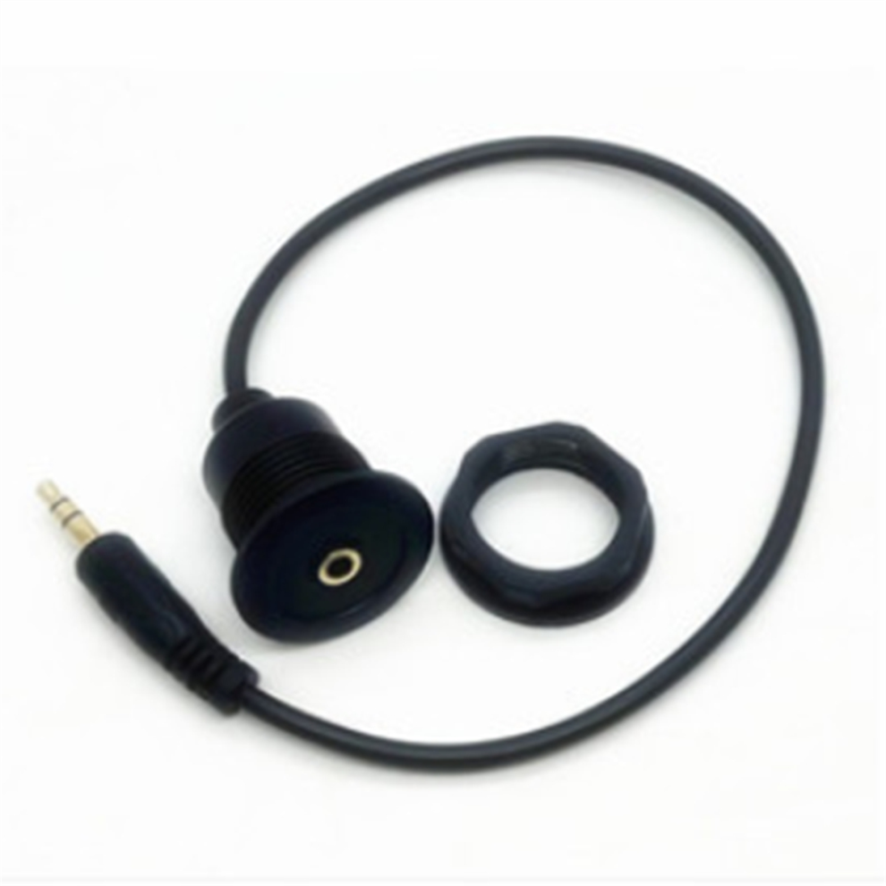 Adaptateur de montage sur panneau rond 3,5 mm mâle vers 3,5 mm femelle pour tableau de bord de voiture et camion