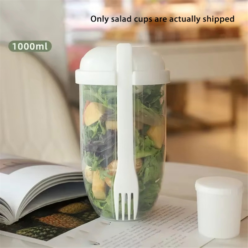 Tazza per insalata e yogurt con cucchiaio e coperchio rosa 1