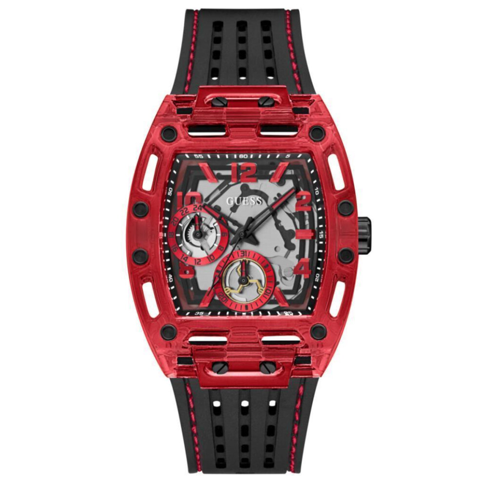 Guess Mens Black Red Multi-function Watch