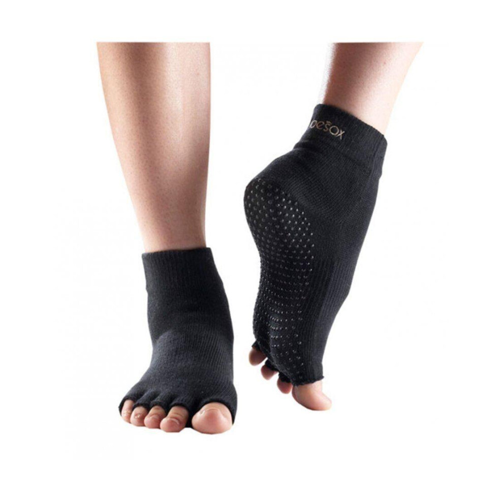 Toesox No Toe Ankle Pilates Yoga Arti Marziali Grip Calzini Neri-Grandi